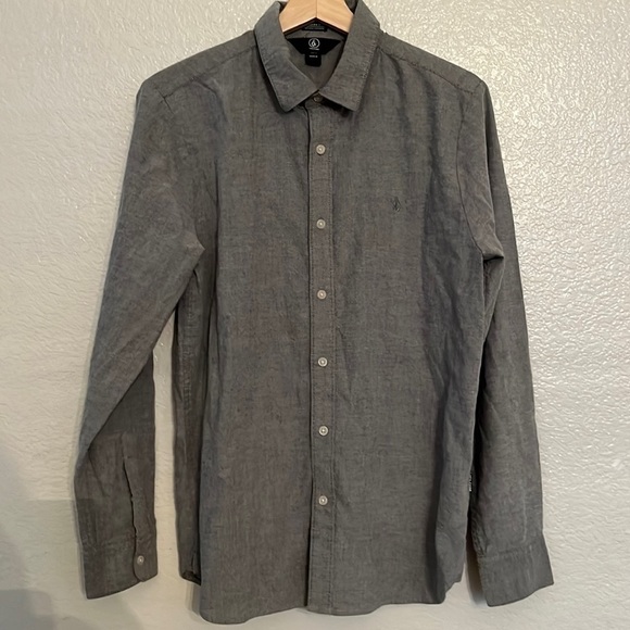 Volcom Grey Button Down Shirt Size M - Picture 1 of 5